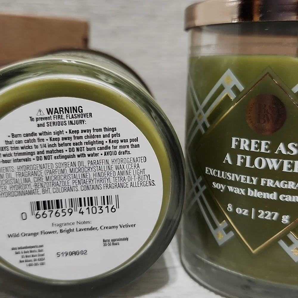 Bath & Body Works Free As A Flower 8oz Single Wick Candles X2